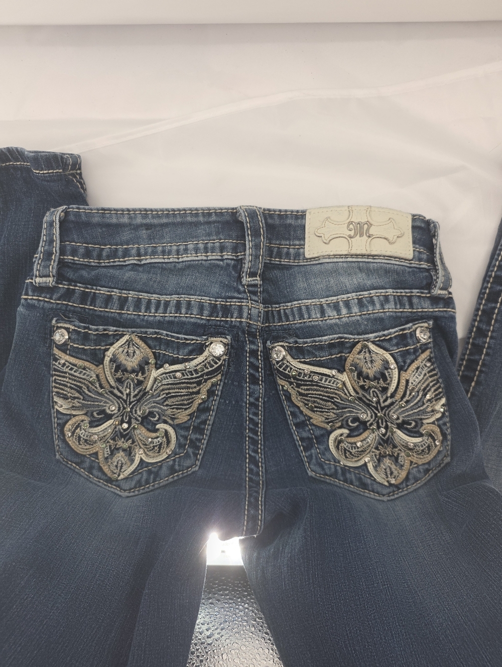 Miss Me Jeans Flower Sequins Standard Skinny 24x26